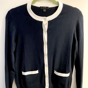 J. Crew Jackie Cardigan Sweater with contrast trim, Size M
